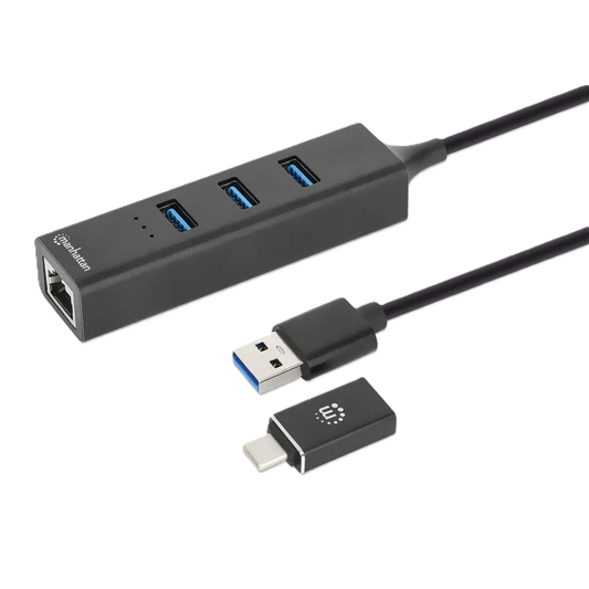 Adaptador De Red,manhattan,180894, Gb Usb A/c +hub 3 Ptos V3.0