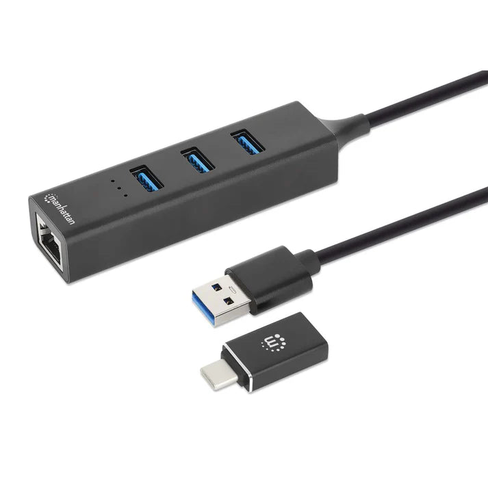 Adaptador De Red,manhattan,180894, Gb Usb A/c +hub 3 Ptos V3.0