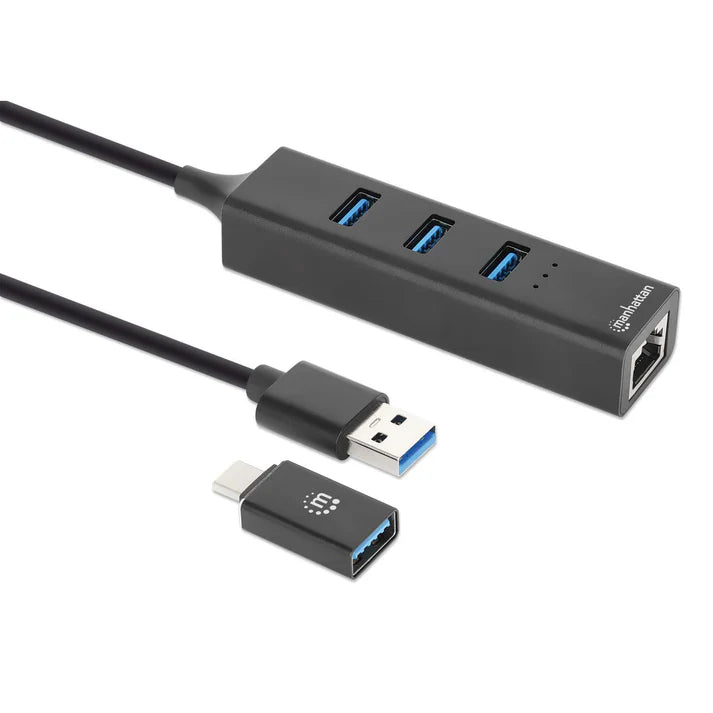 Adaptador De Red,manhattan,180894, Gb Usb A/c +hub 3 Ptos V3.0