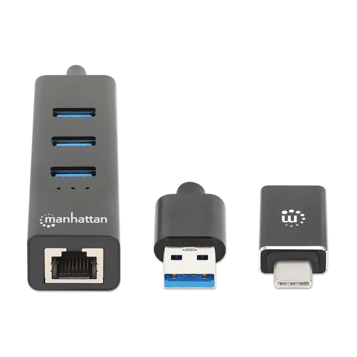 Adaptador De Red,manhattan,180894, Gb Usb A/c +hub 3 Ptos V3.0