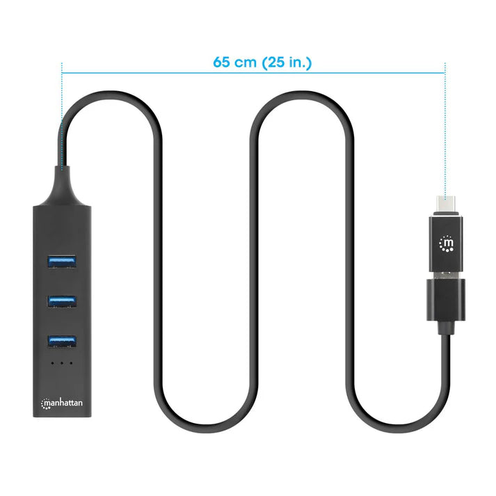 Adaptador De Red,manhattan,180894, Gb Usb A/c +hub 3 Ptos V3.0
