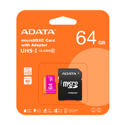 Memoria Adata Micro Sdhc 64gb Uhs-i Clase 10 C/adaptador (ausdx64guicl10-ra1)