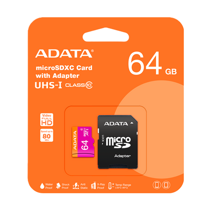 Memoria Adata Micro Sdhc 64gb Uhs-i Clase 10 C/adaptador (ausdx64guicl10-ra1)