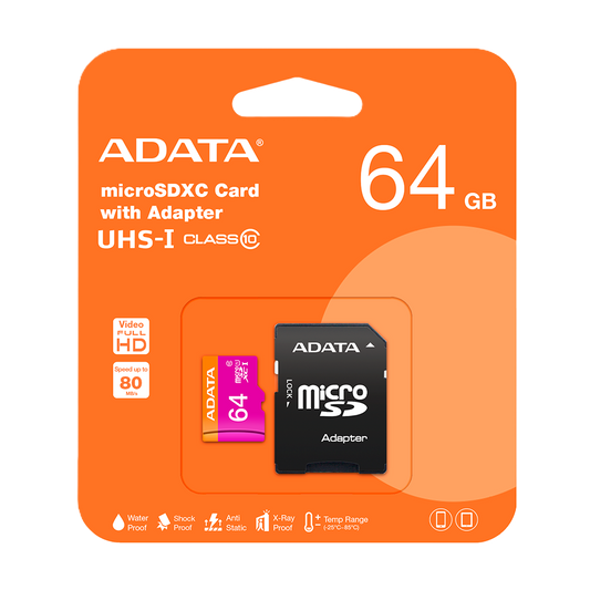Memoria Adata Micro Sdhc 64gb Uhs-i Clase 10 C/adaptador (ausdx64guicl10-ra1)