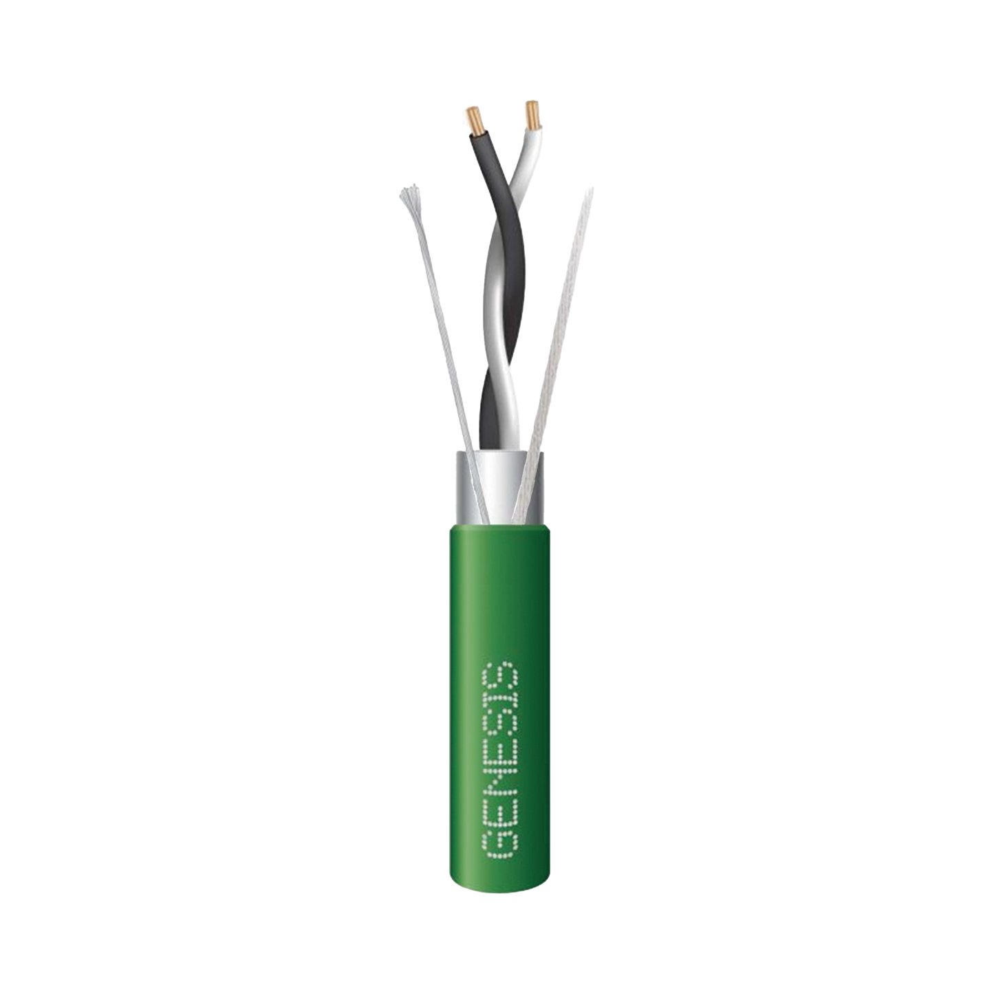 Bobina de 305 Metros de Cable BLINDADO / 2 x 22 AWG / Uso INTERIOR / Verde / Tipo CMP-CL3P, FPLP, FT6 / UL de COMUNICACIÓN de datos