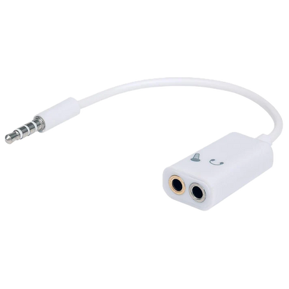Adaptador Audio,manhattan,354561, 3.5mm 1 M A 2 H, Divide Audio Para Audifono Y Microfono