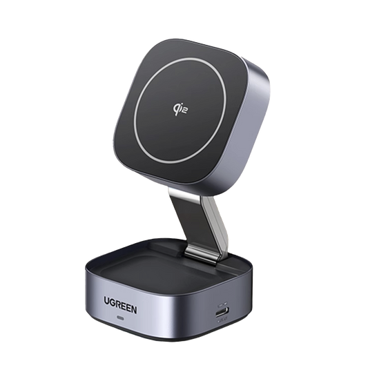 Cargador Inalámbrico 2 en 1 25W / Tecnología Magnética Qi 2 / 15W para Teléfono + 5W para Auriculares / Puerto USB-C 5W / Protecciones Múltiples / Cable USB-C Incluido