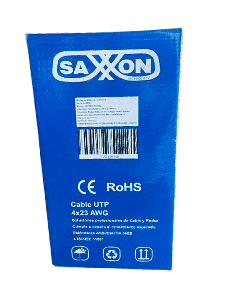 Cable Utp Saxxon Blanco Categoria 6/ Cca/ Bobina 305 Mts/ Redes/ Video/4 Pares