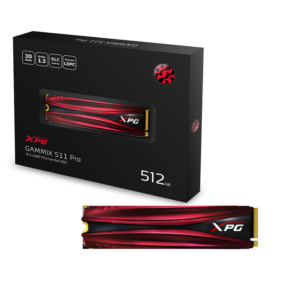 Unidad De Estado Solido Ssd Interno 512gb Adata Xpg Gammix S11 Pro M.2 2280 Nvme Pcie Gen 3x4 Lect. 3500 Escrit. 3000 Mbs Pc Minipc 3dnand Disipador Gamer Agammixs11p-512gt-c