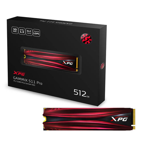 Unidad De Estado Solido Ssd Interno 512gb Adata Xpg Gammix S11 Pro M.2 2280 Nvme Pcie Gen 3x4 Lect. 3500 Escrit. 3000 Mbs Pc Minipc 3dnand Disipador Gamer Agammixs11p-512gt-c