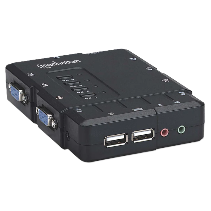 Switch Kvm,manhattan,151269, Desktop Usb 41 Con Cablesaudio