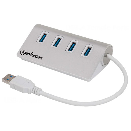 Hub Usb,manhattan,163767, V3.0 4 Ptos Color Aluminio