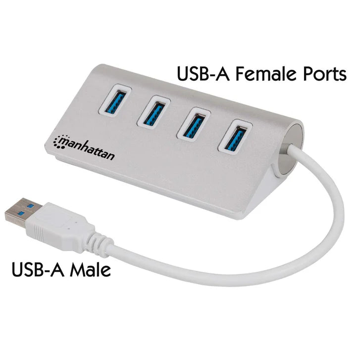 Hub Usb,manhattan,163767, V3.0 4 Ptos Color Aluminio