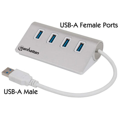 Hub Usb,manhattan,163767, V3.0 4 Ptos Color Aluminio