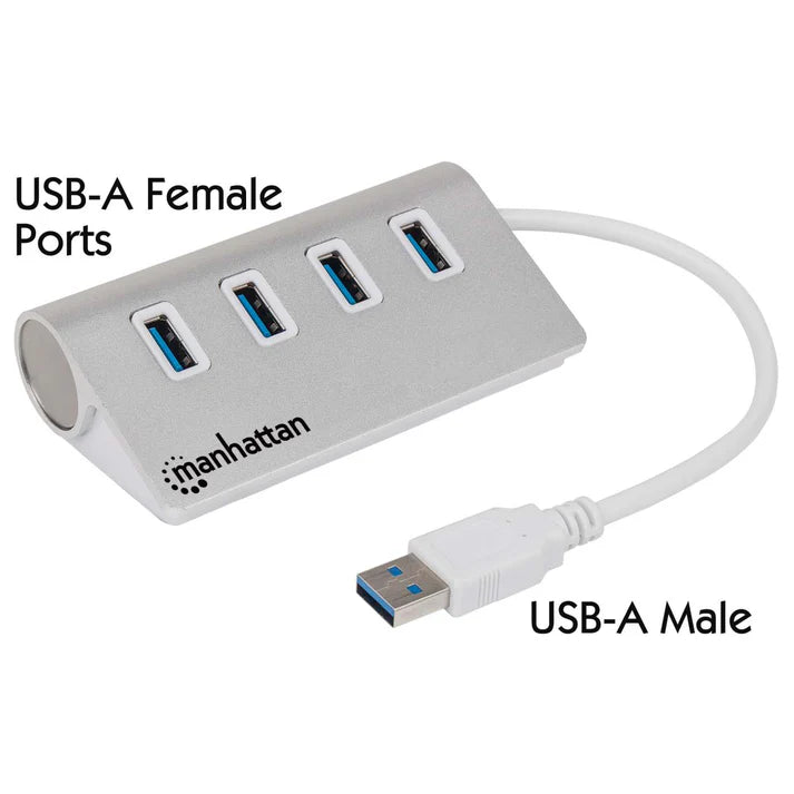 Hub Usb,manhattan,163767, V3.0 4 Ptos Color Aluminio