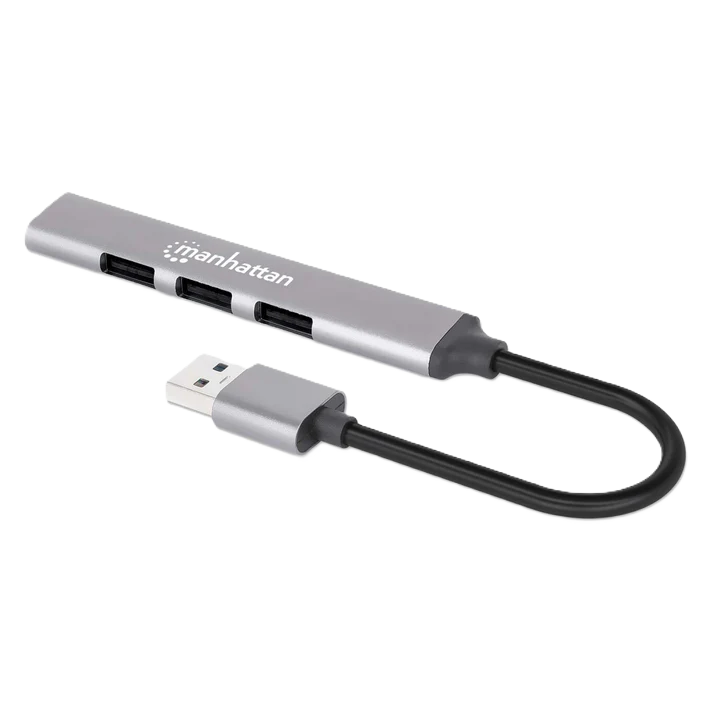 Hub Usb,manhattan,168427, V2.0  3 Ptos Y V3.0 1 Pto, Aluminio Gris Espacial