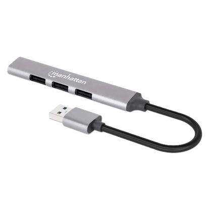 Hub Usb,manhattan,168427, V2.0  3 Ptos Y V3.0 1 Pto, Aluminio Gris Espacial