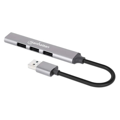 Hub Usb,manhattan,168427, V2.0  3 Ptos Y V3.0 1 Pto, Aluminio Gris Espacial