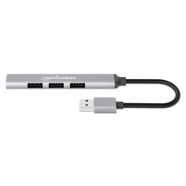 Hub Usb,manhattan,168427, V2.0  3 Ptos Y V3.0 1 Pto, Aluminio Gris Espacial