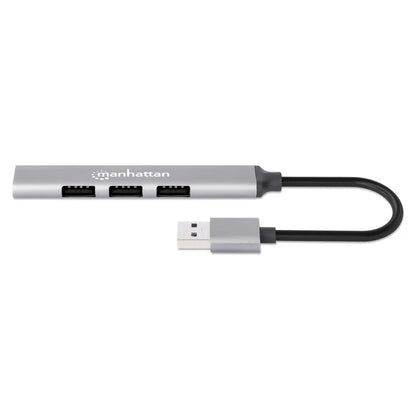 Hub Usb,manhattan,168427, V2.0  3 Ptos Y V3.0 1 Pto, Aluminio Gris Espacial
