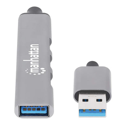 Hub Usb,manhattan,168427, V2.0  3 Ptos Y V3.0 1 Pto, Aluminio Gris Espacial