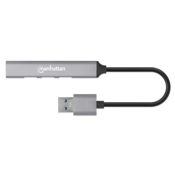 Hub Usb,manhattan,168427, V2.0  3 Ptos Y V3.0 1 Pto, Aluminio Gris Espacial