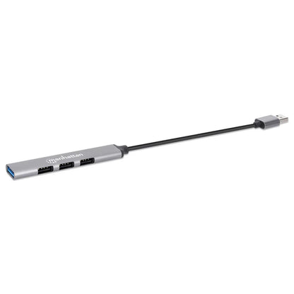 Hub Usb,manhattan,168427, V2.0  3 Ptos Y V3.0 1 Pto, Aluminio Gris Espacial