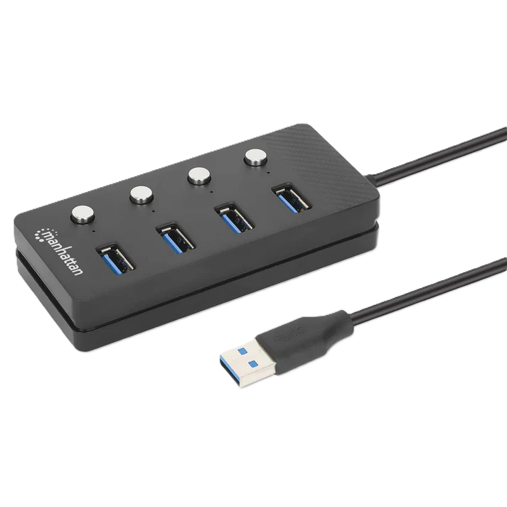 Hub/manhattan/180887/hub Usb 3.2 Con 4 Puertos Tipo-a E Interruptor Por Puerto