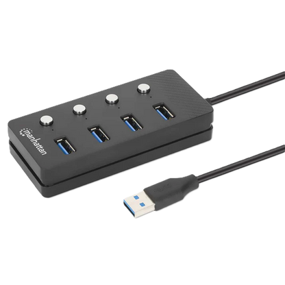 Hub/manhattan/180887/hub Usb 3.2 Con 4 Puertos Tipo-a E Interruptor Por Puerto