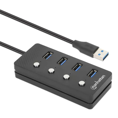Hub/manhattan/180887/hub Usb 3.2 Con 4 Puertos Tipo-a E Interruptor Por Puerto