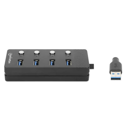 Hub/manhattan/180887/hub Usb 3.2 Con 4 Puertos Tipo-a E Interruptor Por Puerto