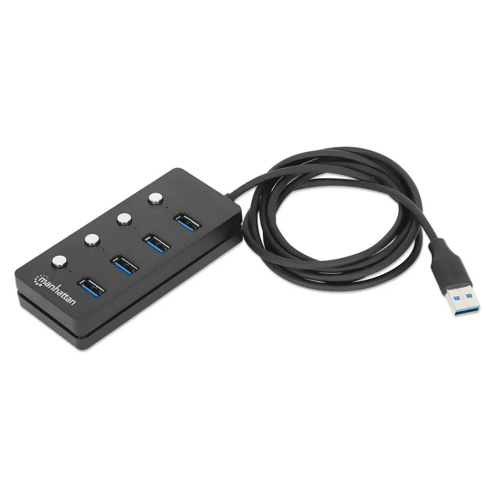 Hub/manhattan/180887/hub Usb 3.2 Con 4 Puertos Tipo-a E Interruptor Por Puerto
