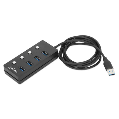 Hub/manhattan/180887/hub Usb 3.2 Con 4 Puertos Tipo-a E Interruptor Por Puerto