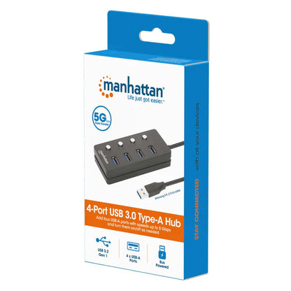Hub/manhattan/180887/hub Usb 3.2 Con 4 Puertos Tipo-a E Interruptor Por Puerto