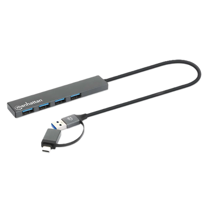 Hub/manhattan/181006/ Hub De 4 Puertos Usb-a 3.2 Gen 1 Con Conector Adaptable De Usb-a A Usb-c