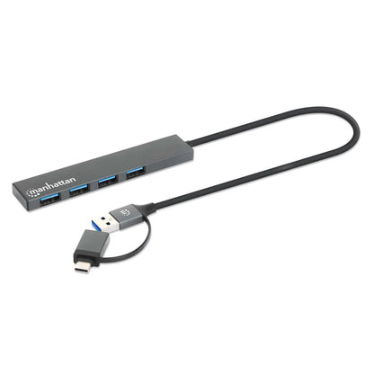 Hub/manhattan/181006/ Hub De 4 Puertos Usb-a 3.2 Gen 1 Con Conector Adaptable De Usb-a A Usb-c