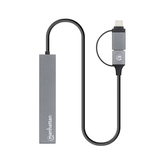 Hub/manhattan/181006/ Hub De 4 Puertos Usb-a 3.2 Gen 1 Con Conector Adaptable De Usb-a A Usb-c