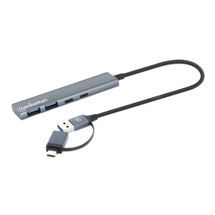 Hub/manhattan/181075/hub De 4 Puertos Usb 3.2, 2 Usb-a Y 2 Usb-c, Conector Adaptable De Usb-a A Usb-c