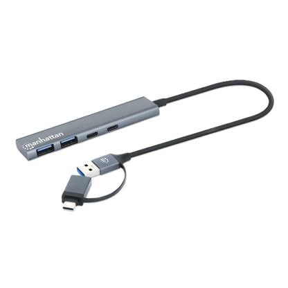 Hub/manhattan/181075/hub De 4 Puertos Usb 3.2, 2 Usb-a Y 2 Usb-c, Conector Adaptable De Usb-a A Usb-c