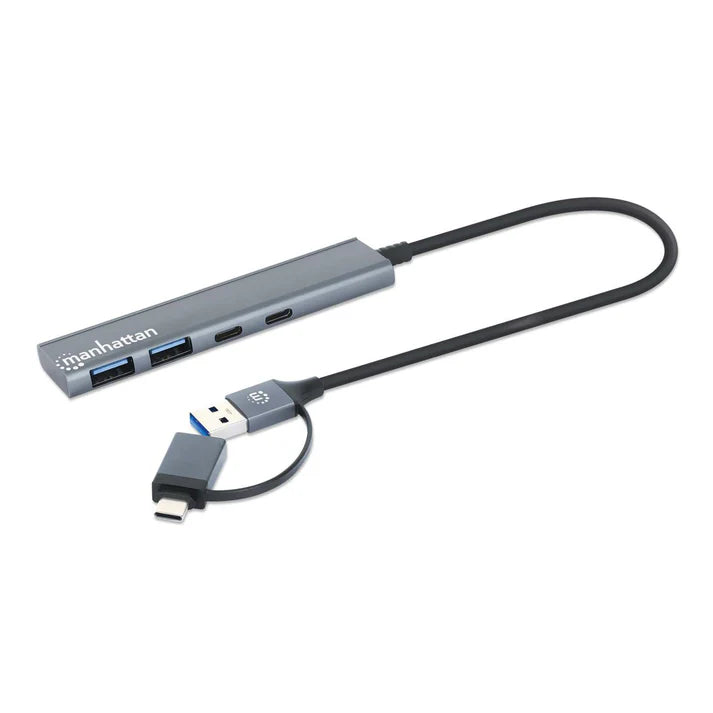 Hub/manhattan/181075/hub De 4 Puertos Usb 3.2, 2 Usb-a Y 2 Usb-c, Conector Adaptable De Usb-a A Usb-c