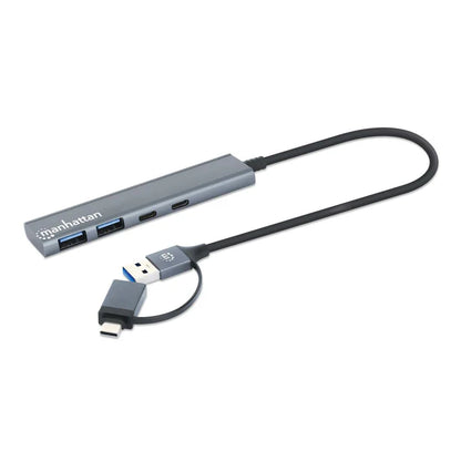 Hub/manhattan/181075/hub De 4 Puertos Usb 3.2, 2 Usb-a Y 2 Usb-c, Conector Adaptable De Usb-a A Usb-c