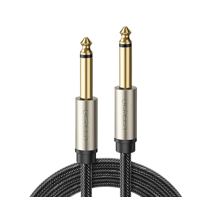 Cable De Audio Mono 6.35mm (1/4") Macho A 6.35mm (1/4") Macho / 10 Metros / Núcleo De Cobre / Blindaje Interno / Nylon Trenzado / Color Negro