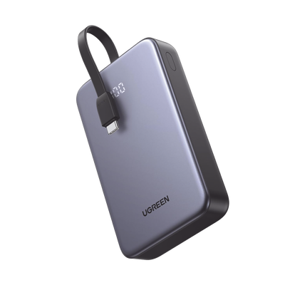 Power Bank Portatil | 20000mah (74wh) | 30w | Con Cable Usb-c Incorporado | 2 Salidas 22,5w | Pantalla Inteligente | Multiple Proteccion | Aprobado Por Aerolíneas | Color Grey.