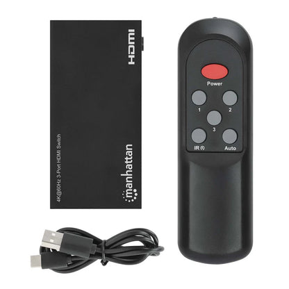 Splitter/manhattan/208222/switch Hdmi 4k@60hz, 3 Entradas Compacto Negro
