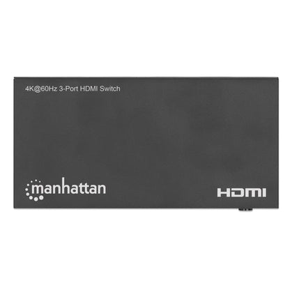 Splitter/manhattan/208222/switch Hdmi 4k@60hz, 3 Entradas Compacto Negro