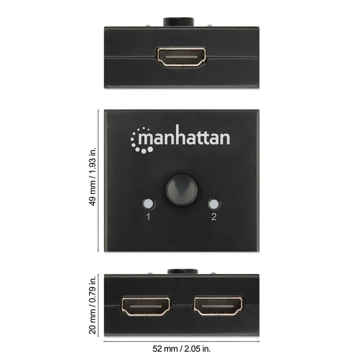 Switch Hdmi,manhattan,207850, 4k@60hz, Bidireccional 2:1
