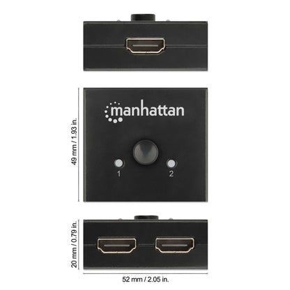 Switch Hdmi,manhattan,207850, 4k@60hz, Bidireccional 2:1