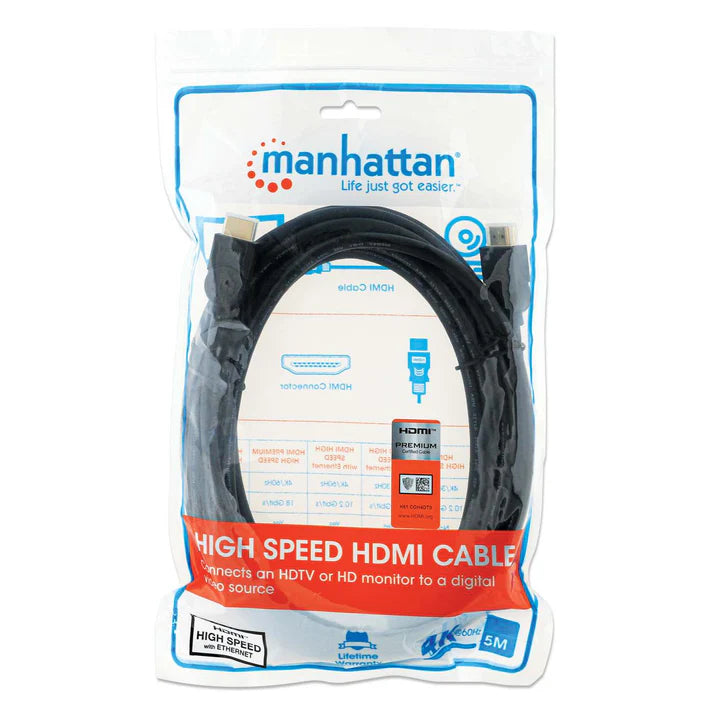Cable Hdmi,manhattan,355360, 2.0 Premium M-m  5.0m