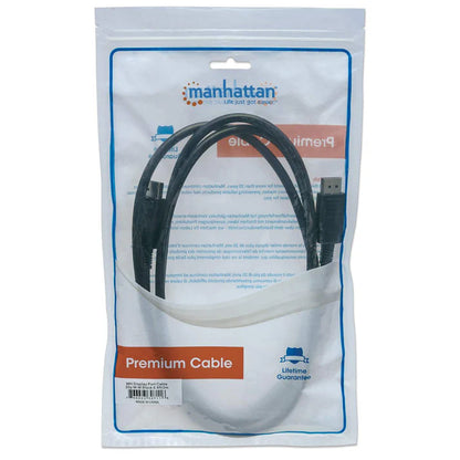 Cable Displayport,manhattan,307116, V1.2 M-m 2.0m Negro 4k60hz,blindado Macho-macho