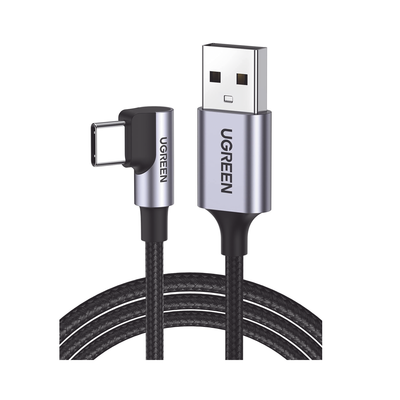 Cable Usb-a A Usb-c | 1 Metro | Conector Con Ángulo Recto De 90° | Carga Rápida De Hasta 60w | 480 Mbps | Pd3.0 | Qc4.0/3.0/2.0 | Fpc | Afc | Protección Integrada| Caja De Aluminio | Nylon Trenzado | Color Negro
